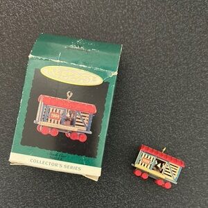 Hallmark Red and Blue Holiday Ornament Collection stock car Noel rr